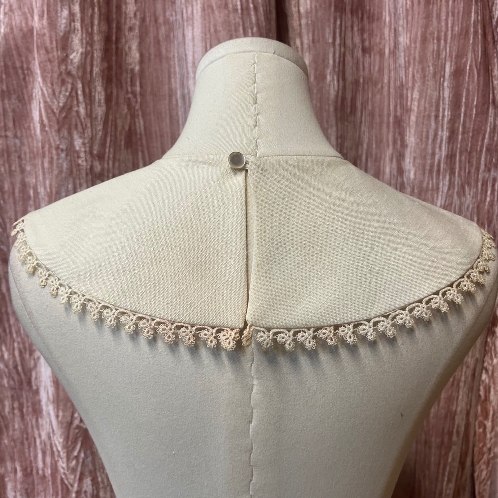 Vintage Cream Linen Lace Detachable Bib Collar Victorian Edwardian Style OS - Picture 5 of 8